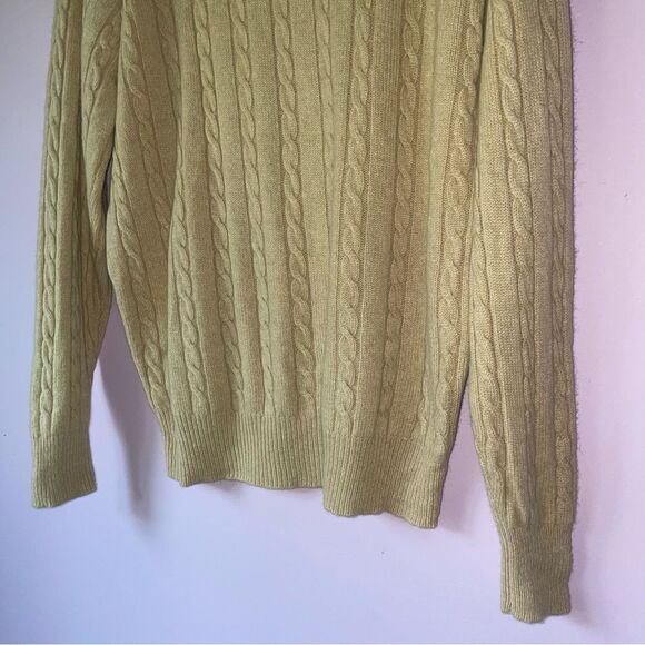 Vintage Greenwich L Cashmere Cream Sweater Cable Knit Fisherman Quiet Luxury - Picture 7 of 7